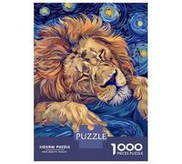 Rompecabezas De 1000 Piezas para Adultos Lion Sleeping in Starry Night Style Rompecabezas para Adultos Juguetes Antiestrés Difícil Difícil Y Desafiante 52x38cm/1000pcs