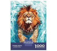 Rompecabezas De 1000 Piezas para Adultos Lion Swimming in Blue Water Rompecabezas para Adultos Juegos Relajantes Difícil Difícil Cumpleaños Y Navidad 52x38cm/1000pcs