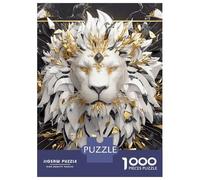 Rompecabezas De 1000 Piezas para Adultos Lion with Golden Crown on Marble Rompecabezas Juegos Divertidos Vacaciones En Casa Matar El Tiempo Cumpleaños Y Navidad 38x26cm/1000pcs