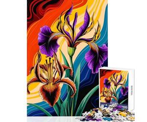 Rompecabezas de 1000 Piezas para Adultos Lirios Vibrantes Que florecen en Olas abstractas Divertidos Juegos para Toda la Familia Juguete Educativo Ideal para Decorar el Escritorio (26x38cm)