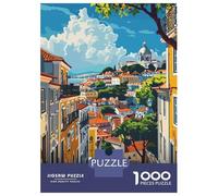 Rompecabezas De 1000 Piezas para Adultos Lisbon, Portugal Cityscape Illustration Rompecabezas para Adultos Juegos De Relajación Una Obra De Arte Regalos para Amigos Y Familiares 70x50cm/1000pcs