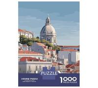 Rompecabezas De 1000 Piezas Para Adultos Lisbon, Portugal Cityscape Illustration Rompecabezas Para Adultos Juguetes Antiestrés Para La Diversión Familiar Regalos De Cumpleaños Y Únicos 70x50cm/1000pcs