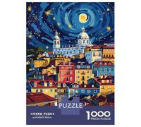Rompecabezas De 1000 Piezas para Adultos Lisbon Portugal Nightscape Art Rompecabezas para Adultos Juego De Ingenio Una Obra De Arte Interacción Entre Padres E Hijos 70x50cm/1000pcs