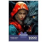 Rompecabezas De 1000 Piezas para Adultos Little Red Riding Hood and Wolf Art Print Rompecabezas para Adultos Juguete Decoración De Pared Regalos para Mujeres Desafiante De Completar 70x50cm/1000pcs