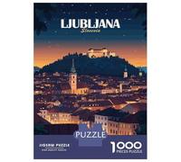 Rompecabezas De 1000 Piezas para Adultos Ljubljana Slovenia Cityscape at Night Rompecabezas para Adultos Juego De Ingenio Carrera De Velocidad De Manos Regalos para Reducir El Estrés 52x38cm/1000pcs