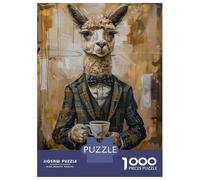 Rompecabezas De 1000 Piezas para Adultos Llama and Coffee Rompecabezas para Adultos Juegos Relajantes para La Diversión Familiar Interacción Entre Padres E Hijos 70x50cm/1000pcs