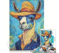 Rompecabezas de 1000 Piezas para Adultos Llama con Sombrero Juego Familiar interacción Entre Padres e Hijos cumpleaños y Navidad 38x52cm