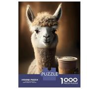 Rompecabezas De 1000 Piezas para Adultos Llama Drinks Coffee Rompecabezas para Adultos Juego De Ingenio Desafío Difícil Desafiante De Completar 38x26cm/1000pcs