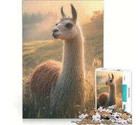 Rompecabezas de 1000 Piezas para Adultos Llama en el Prado Dorado Juego Imposible interacción Entre Padres e Hijos Lista de Deseos con Papá Noel 50x75cm