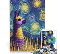 Rompecabezas de 1000 Piezas para Adultos Llama en una Pintura al Estilo de La Noche Estrellada Ideal para Juegos Familiares para Pasar el Tiempo en casa Durante Las Vacaciones