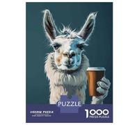 Rompecabezas De 1000 Piezas para Adultos Llama Holding Coffee Cup Rompecabezas para Adolescentes Juguetes De Bricolaje Desafío Difícil Juego Desafiante Regalos 70x50cm/1000pcs