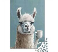 Rompecabezas De 1000 Piezas para Adultos Llama Holding Coffee Mug Rompecabezas para Adultos Juegos Divertidos Decoración De Pared Cumpleaños Y Navidad 70x50cm/1000pcs