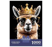 Rompecabezas De 1000 Piezas para Adultos Llama King with Sunglasses Rompecabezas para Adultos Juguetes De Bricolaje Análisis Y Lógica Regalos De Cumpleaños Y Únicos 38x26cm/1000pcs