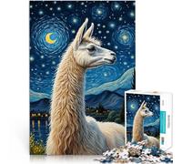 Rompecabezas de 1000 Piezas para Adultos Llama Noche Estrellada Juguete Educativo de Aprendizaje Decoración artística del hogar 38x26cm