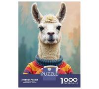 Rompecabezas De 1000 Piezas para Adultos Llama with Coffee Cup Rompecabezas para Adultos Juguete Decoración De Pared Regalos para Mujeres Desafiante De Completar 52x38cm/1000pcs
