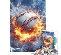 Rompecabezas de 1000 Piezas para Adultos Llamas y Hielo béisbol Drama Juego desafiante Juguetes Juego Familiar antiestrés Excelentes Regalos para los Amantes de los Juegos (tamaño 38x26cm)