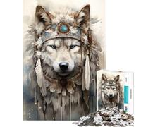 Rompecabezas de 1000 Piezas para Adultos Lobo Ártico Espiritual Actividades Divertidas en Casa Regalos para Mujeres Juego de Acertijos para Mayores de 14 Años (50x75cm)