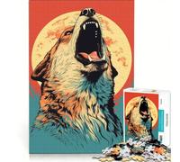 Rompecabezas de 1000 Piezas para Adultos Lobo Aullando a la Luna de Sangre Juegos Divertidos para ejercitar la Mente y Las Manos Toda la Familia 50x75cm