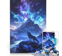 Rompecabezas de 1000 Piezas para Adultos Lobo Aullando bajo Las Estrellas Juegos educativos Actividades Divertidas para Hacer en casa Ideal para cumpleaños y Navidad 38x52cm