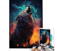 Rompecabezas de 1000 Piezas para Adultos Lobo Aullando en el Bosque Juego Educativo y desafiante Un Gran Regalo para Juegos y Actividades Familiares (tamaño 75x50cm)