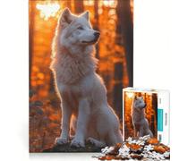 Rompecabezas de 1000 Piezas para Adultos Lobo Blanco en un Bosque otoñal Juegos Familiares Corte de precisión colección de Artistas Bellas Artes 38x52cm