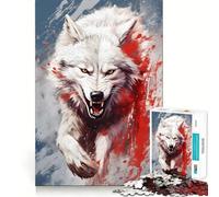 Rompecabezas de 1000 Piezas para Adultos Lobo Blanco Furioso - Juguete Que desafía la Mente - Corte preciso - Alineación Actividad Divertida para Toda la Familia (50x75cm)