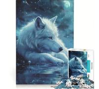 Rompecabezas de 1000 Piezas para Adultos Lobo Blanco Solitario Juego Interactivo para Padres e Hijos Toda la Familia 38x26cm