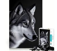 Rompecabezas de 1000 Piezas para Adultos,Lobo Blanco y Negro,Arte de Corte Fino,Juego Mental,Regalo para Momentos de Tranquilidad,Regalo Divertido de cumpleaños (38x26cm)