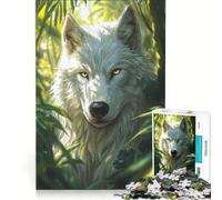 Rompecabezas de 1000 Piezas para Adultos Lobo Blanco y Zorro en la Jungla Juegos relajantes Actividades Divertidas para Hacer en casa y Fortalecer el Amor en Pareja 38x52cm