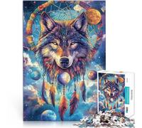 Rompecabezas de 1000 Piezas para Adultos Lobo de Arte Pintado Hecho de Papel,Apto para Mayores de 14 años. Un desafío difícil Gran Regalo para los Juegos。tamaño:38x52cm/14.96x20.47pulgada