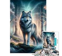 Rompecabezas de 1000 Piezas para Adultos Lobo del Bosque Misterioso Ayuda a ejercitar el Cerebro Decoración para el hogar Juego práctico para Mayores de 14 años (38x52cm)