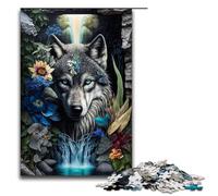 Rompecabezas de 1000 Piezas para Adultos Lobo en la Jungla con Mandala Divertido Rompecabezas Familiar con póster a Juego y Hoja de Trivia de 75 x 50 cm