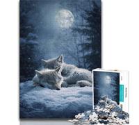 Rompecabezas de 1000 Piezas para Adultos Lobo en la Nieve 1000 Piezas para Adolescentes Juego de Preguntas decoración de Pared cumpleaños y Navidad 75x50cm