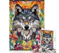 Rompecabezas de 1000 Piezas para Adultos Lobo Entre Flores Mosaico Juego práctico Divertido y con Humor Juguete antiestrés Ideal para cumpleaños y Navidad (50x75cm)