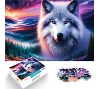 Rompecabezas de 1000 Piezas para Adultos Lobo Espiritual del crepúsculo Análisis y lógica con Piezas de Formas aleatorias Que se entrelazan Completamente 38x26cm