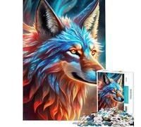 Rompecabezas de 1000 Piezas para Adultos Lobo Místico de Neón Juguete de 1000 Piezas Decoración de Pared Alivia el estrés Regalo de cumpleaños Regalos de Viaje (38x52cm)