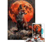 Rompecabezas de 1000 Piezas para Adultos Lobo Naranja Místico Juego de ingenio para Adultos Alivia el estrés Interacción Entre Padres e Hijos (Tamaño 50x75cm)