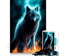 Rompecabezas de 1000 Piezas para Adultos Lobo Negro,Corte preciso,diversión,Juego de lógica,Tiempo de Ocio,Arte con Escena navideña 50x75cm