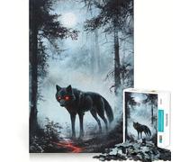 Rompecabezas de 1000 Piezas para Adultos Lobo Negro en el Bosque,Piezas de Corte Limpio,Actividad Cerebral Inteligente,diversión para Momentos de Calma,Regalo artístico de cumpleaños 38x52cm
