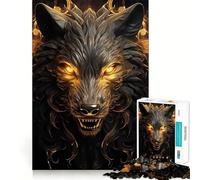 Rompecabezas de 1000 Piezas para Adultos,Lobo Negro y Dorado,decoración Ideal para concentrarse,Juego Relajante,Escena navideña (50x75cm)