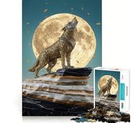 Rompecabezas de 1000 Piezas para Adultos Lobo ornamentado Aullando a la Luna Juguete Que desafía la Mente Diversión Garantizada Corte (38x26cm)