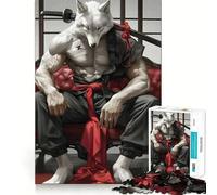 Rompecabezas de 1000 Piezas para Adultos Lobo Samurai Katana Diversión Garantizada Corte láser Tiempo de relajación y Ejercicio Mental en casa (50x75cm)