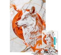 Rompecabezas de 1000 Piezas para Adultos Lobo sobre mármol Juego de Rompecabezas Familiar Regalo de cumpleaños cumpleaños y Navidad (Tamaño 38x26cm)