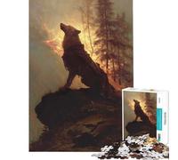 Rompecabezas de 1000 Piezas para Adultos Lobo Solitario Aullando Juguetes adictivos para Cultivar la Paciencia Juego Familiar para aliviar el estrés Regalo de cumpleaños (Tamaño 50x75cm)