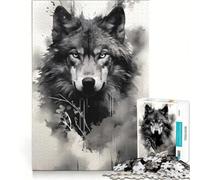 Rompecabezas de 1000 Piezas para Adultos, Lobo Solitario en Blanco y Negro, Juego práctico, Antiestrés, Regalo Ideal para Toda la Familia 38x26cm
