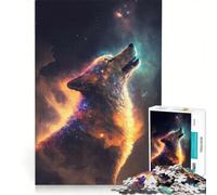 Rompecabezas de 1000 Piezas para Adultos Lobo Solitario en el Espacio Juego Interactivo para Padres e Hijos Toda la Familia 50x75cm