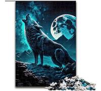 Rompecabezas de 1000 Piezas para Adultos Lobos bajo la Luna Llena, Rompecabezas Interactivo Familiar, Juguete Educativo de 50x75cm