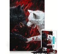 Rompecabezas de 1000 Piezas para Adultos,Lobos Blancos y Negros,articulaciones precisas,Divertido,Juego Inteligente,Regalo,Tiempo de Juego,decoración de cumpleaños (50x75cm)