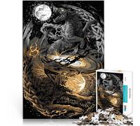 Rompecabezas de 1000 Piezas para Adultos Lobos de la mitología nórdica Hecho de cartón para Mayores de 14 años Un desafío difícil Regalo Educativo de Aprendizaje tamaño:26x38cm/10.24x14.96pulgada