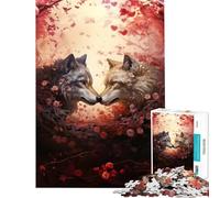 Rompecabezas de 1000 Piezas para Adultos Lobos Enamorados Un desafío para la Inteligencia y el Cerebro Juguete adictivo Juego Imposible Decoración de Pared Un Regalo estupendo (Tamaño 38x26cm)